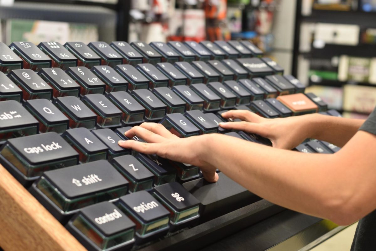 This giant keyboard is on display inside of the Santa Clara Micro Center. Although it is not sold in stores, the keyboard
functions.